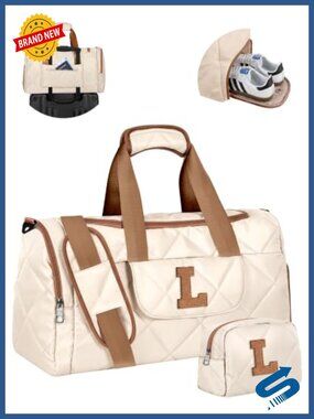 Monogram Travel Duffel Bag Carry On Weekender Gym Bag with Shoe Compartment